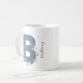 Esthetische Waterverf Floral Letter B Monogram Koffiemok (Voorkant links)