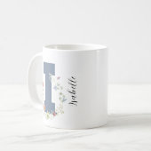 Esthetische Waterverf Floral Letter i Monogram Koffiemok (Voorkant links)
