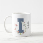 Esthetische Waterverf Floral Letter i Monogram Koffiemok (Links)