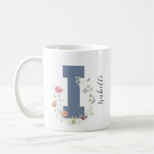 Esthetische Waterverf Floral Letter i Monogram Koffiemok