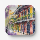 Esthetische Waterverf Mardi Gras Bourbon Street Papieren Bordje (Voorkant)