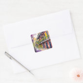 Esthetische Waterverf Mardi Gras Bourbon Street Vierkante Sticker (Envelop)