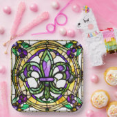 Esthetische Waterverf Mardi Gras Fleur De Lis Papieren Bordje (Feest)