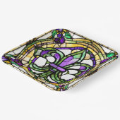 Esthetische Waterverf Mardi Gras Fleur De Lis Papieren Bordje (Gebogen)