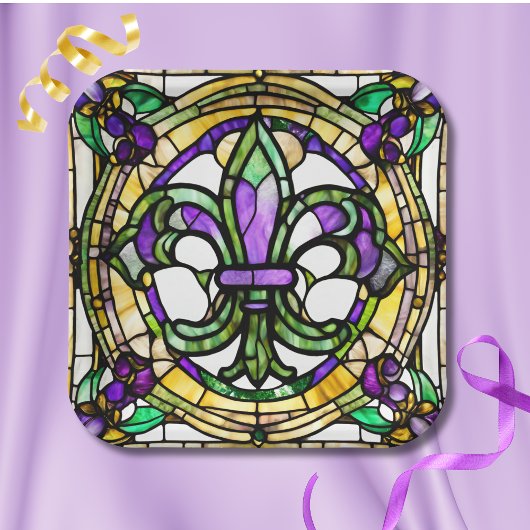 Esthetische Waterverf Mardi Gras Fleur De Lis Papieren Bordje