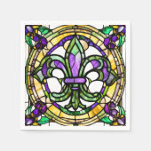 Esthetische Waterverf Mardi Gras Fleur De Lis Servet (Voorkant)