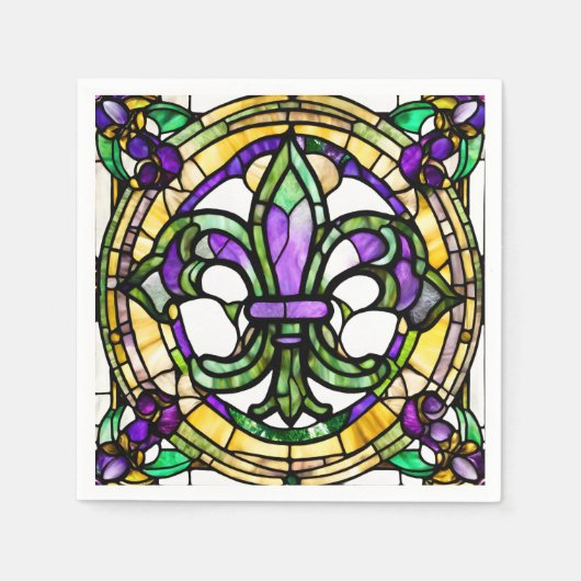 Esthetische Waterverf Mardi Gras Fleur De Lis Servet (Voorkant)