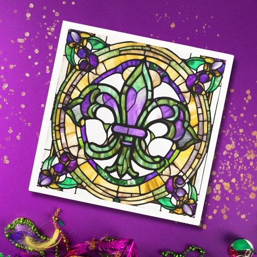Esthetische Waterverf Mardi Gras Fleur De Lis Servet