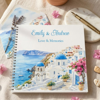 Esthetische Waterverf Santorini Griekenland Koppel Notitieboek