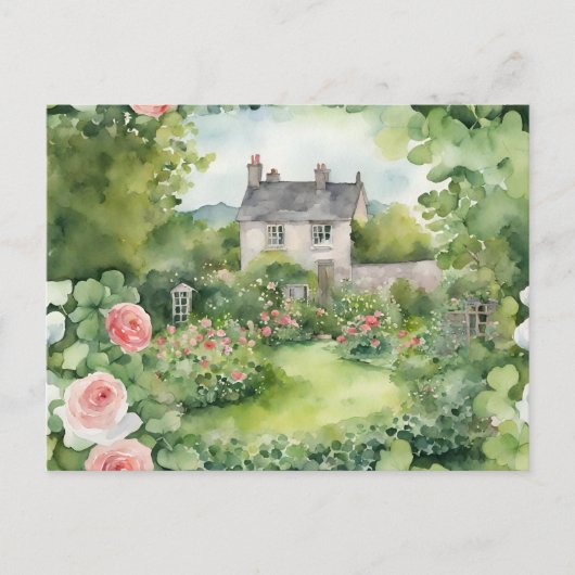 Esthetische Waterverf St Patricks Day Irish House Feestdagenkaart (Voorkant)