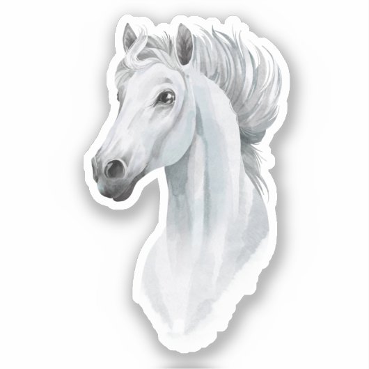Esthetische Waterverf White Arabian Horse Sticker (Voorkant)