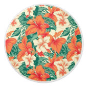 Esthetische weelderige actuele bloemen en bladeren keramische knop (Voorkant)