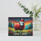 Esthetische weide Schattige Baby Sheep Christmas H Briefkaart (Staand voorkant)