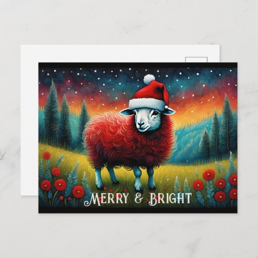 Esthetische weide Schattige Baby Sheep Christmas H Briefkaart (Voorkant / Achterkant)