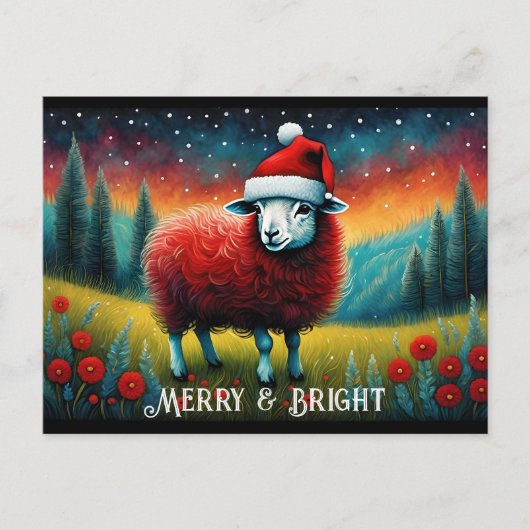 Esthetische weide Schattige Baby Sheep Christmas H Briefkaart (Voorkant)