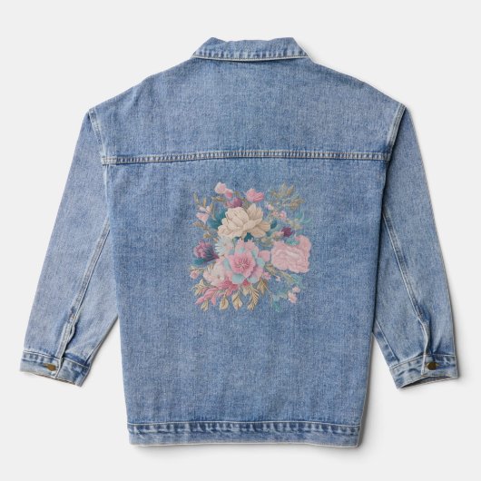 Esthetische Wild Flower Art denim jas Jacket (Achterkant)