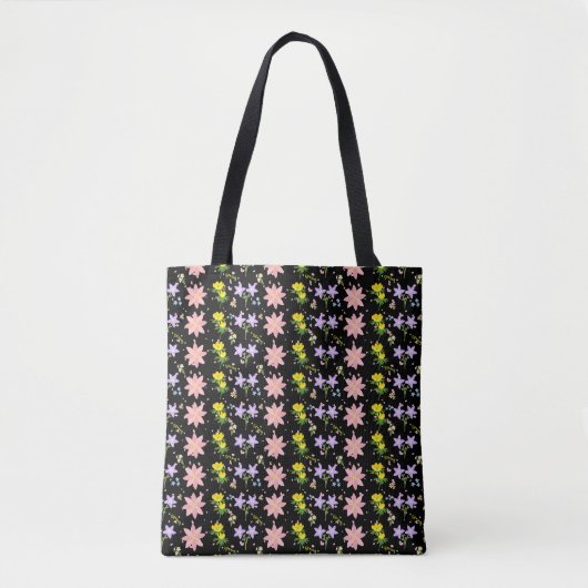 Esthetische Wilde Bloem Botanische Patroon Boodsch Tote Bag (Voorkant)