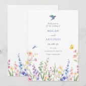 Esthetische wilde bloemen bruiloft save the date (Voorkant / Achterkant)