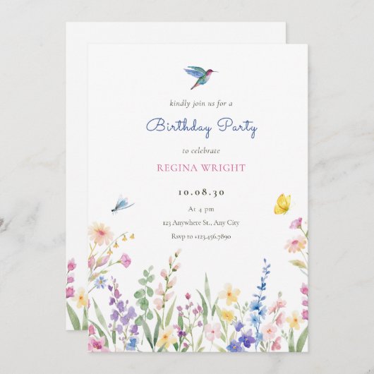 Esthetische wilde bloemen kaart (Voorkant / Achterkant)