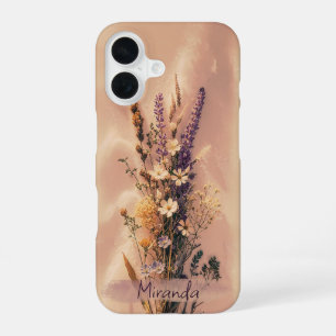 Esthetische Wildflowers Custom Name iPhone 16 Hoesje