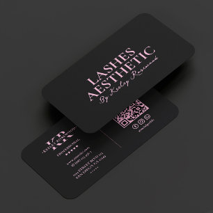 Esthetische Wimperextensies Visagist Roze Zwart Visitekaartje