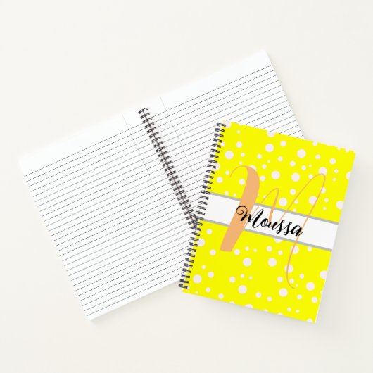 Esthetische Wit Gele Kleur - Schattigee Naam Monog Notitieboek (Binnen)