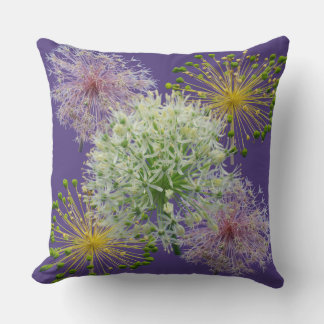 Esthetische Witte Knoflook Bloem Collage Kussen