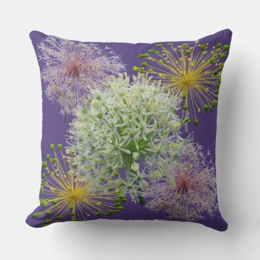 Esthetische Witte Knoflook Bloem Collage Kussen (Voorkant)