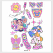 Esthetische y2k kiss gesneden stickers (Vel)