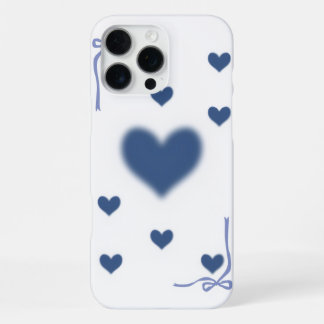 Esthetische zachte marineblauwe vervaagde hartpatr iPhone 16 pro max hoesje