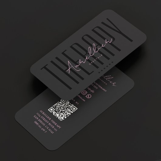 Esthetische Zwart Roze Therapeut Script Modern Visitekaartje