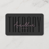 Esthetische Zwart Roze Therapeut Script Modern Visitekaartje (Voorkant)