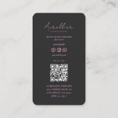 Esthetische Zwart Roze Therapeut Script Modern Visitekaartje (Achterkant)