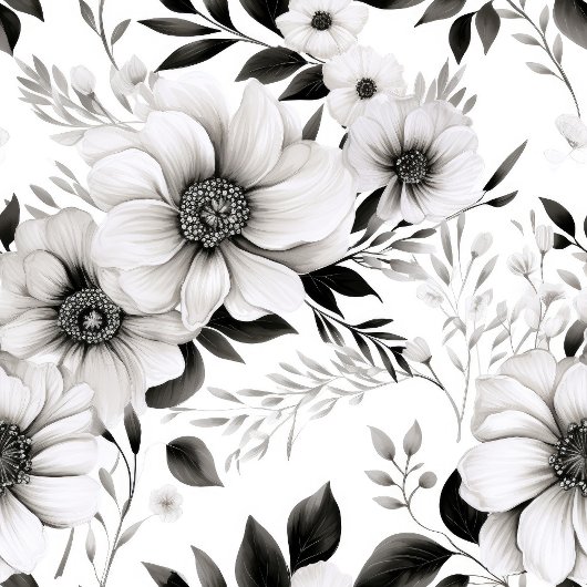 Esthetische zwart-wit bloemen douchegordijn