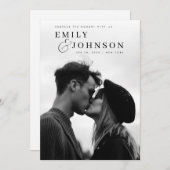 Esthetische Zwart & Wit QR Code Fotobruiloft Kaart (Voorkant / Achterkant)