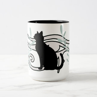 Esthetische Zwarte Kat Egyptische Oog Koffiemok Tweekleurige Koffiemok