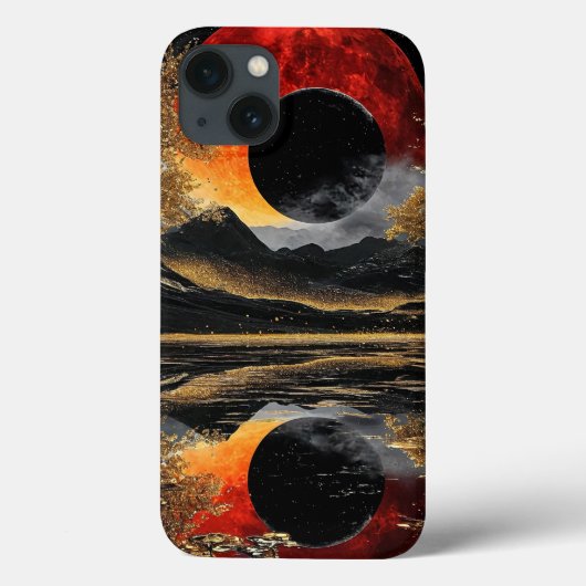 Esthetische Zwarte Maan Abstract Kosmisch Case-Mate iPhone Case (Achterkant)