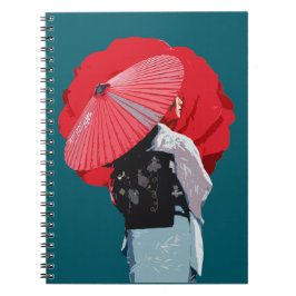 Estilizado Vermelho Figurativo Moda Japonesa Notitieboek