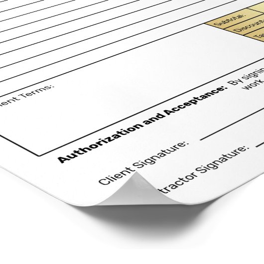 Estimate Quote Job Proposal Forms Contractor Poster (Hoek)