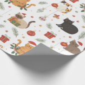 estive Meowy Christmas Cat Pattern Gift Cadeaupapier (Hoek)