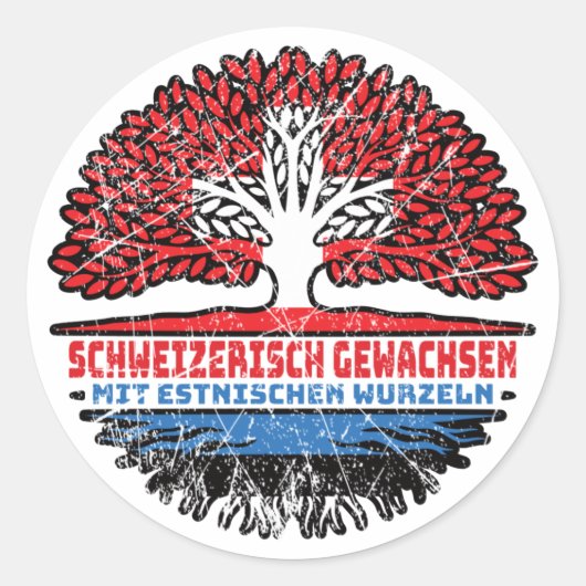 Estland Estnisch Schweizer Schweiz Baum Wurzel Ronde Sticker (Voorkant)