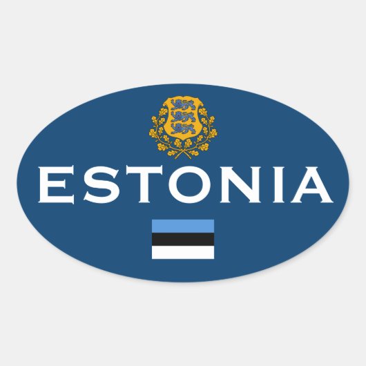 Estland Europese Ovale Stijl Sticker (Voorkant)
