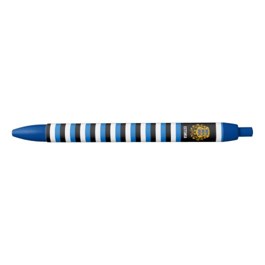 Estland Flag Cute Patriotic Zwarte Inkt Pen (Voorkant)