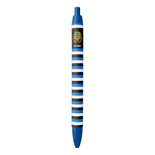 Estland Flag Cute Patriotic Zwarte Inkt Pen (Voorkant Verticaal)