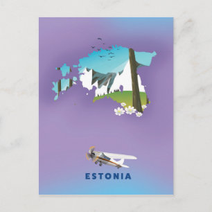 Estland, geïllustreerd poster van kaarttoerisme briefkaart