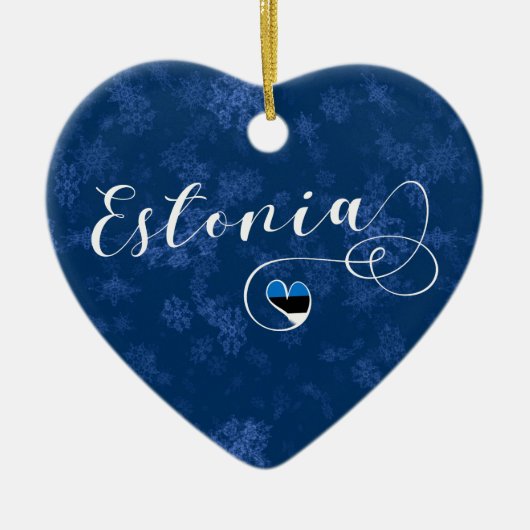 Estland Heart, kerstboomversiering, Ests Keramisch Ornament (Voorkant)