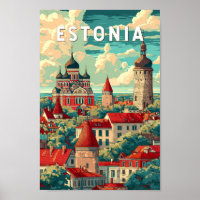 Estland Illustratie Reizen Art Vintage