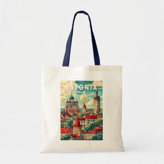 Estland Illustratie Reizen Art Vintage Tote Bag (Voorkant)