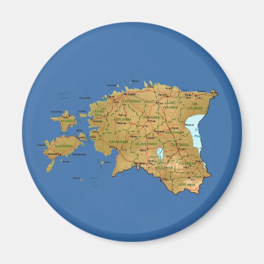 Estland Kaart Magnet (Voorkant)