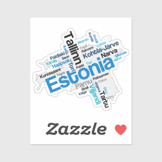 Estland - kaart met steden sticker (Vel)